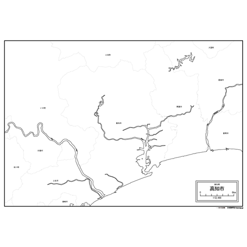 高知市の白地図のサムネイル