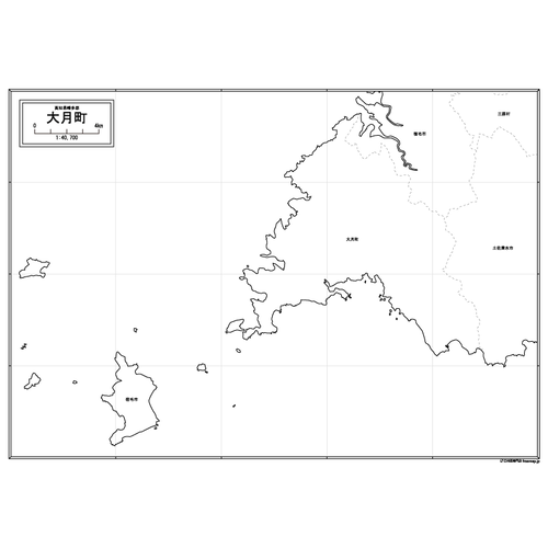 大月町の白地図のサムネイル