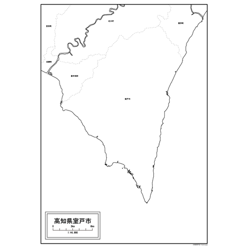 室戸市の白地図のサムネイル