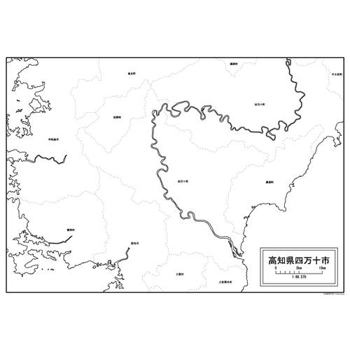四万十市の白地図のサムネイル