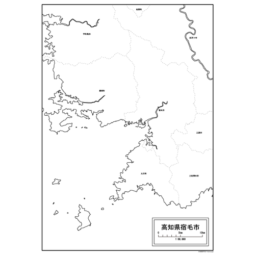 宿毛市の白地図のサムネイル