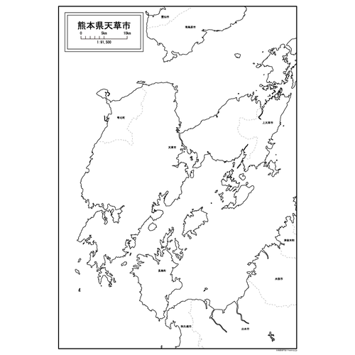天草市の白地図のサムネイル