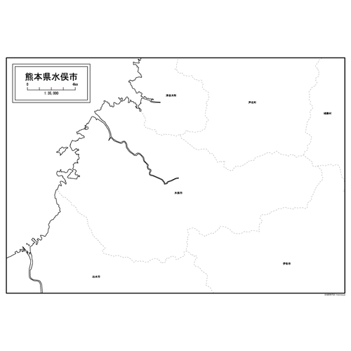 水俣市の白地図のサムネイル