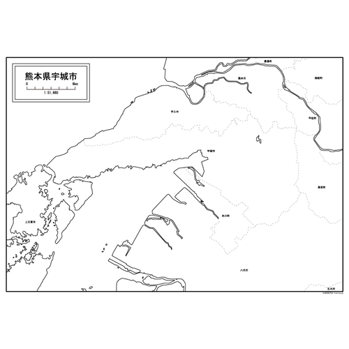 宇城市の白地図のサムネイル