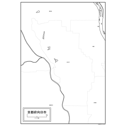 向日市の白地図のサムネイル