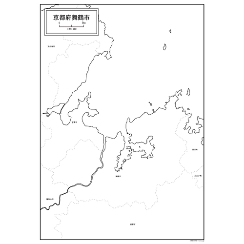 舞鶴市の白地図のサムネイル