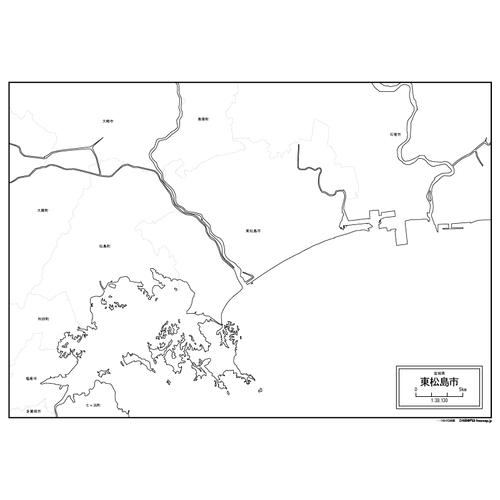 東松島市の白地図のサムネイル