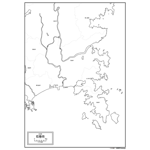 石巻市の白地図のサムネイル