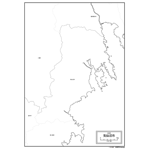 気仙沼市の白地図のサムネイル