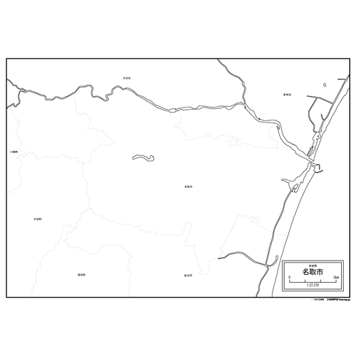 名取市の白地図のサムネイル