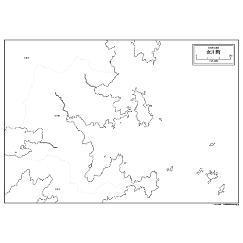 女川町の白地図のサムネイル