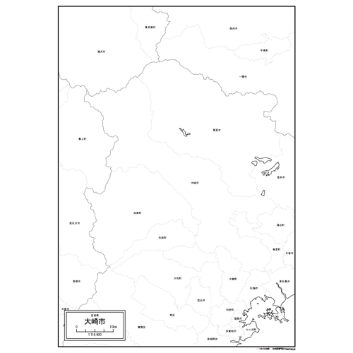 大崎市の白地図のサムネイル