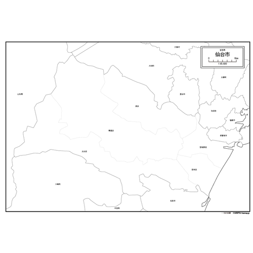 仙台市の白地図のサムネイル