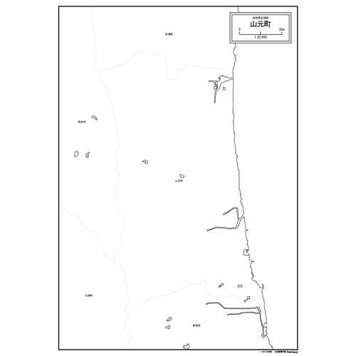 山元町の白地図のサムネイル