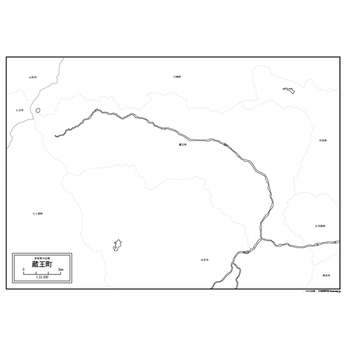 蔵王町の白地図のサムネイル