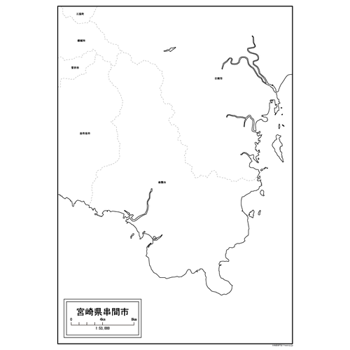 串間市の白地図のサムネイル