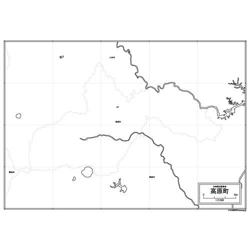 高原町の白地図のサムネイル