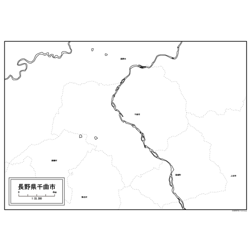 千曲市の白地図のサムネイル