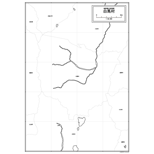 白馬村の白地図のサムネイル