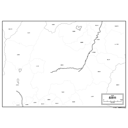 長野市の白地図のサムネイル