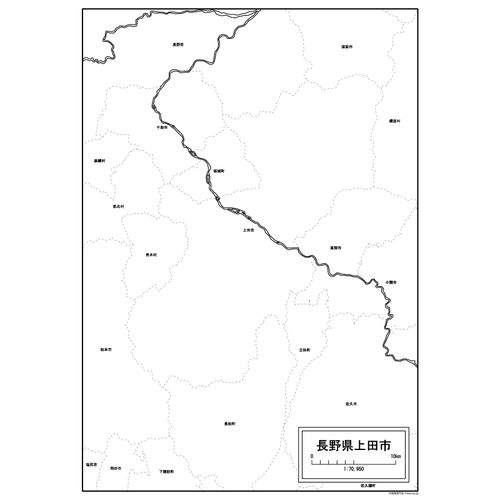 上田市の白地図のサムネイル