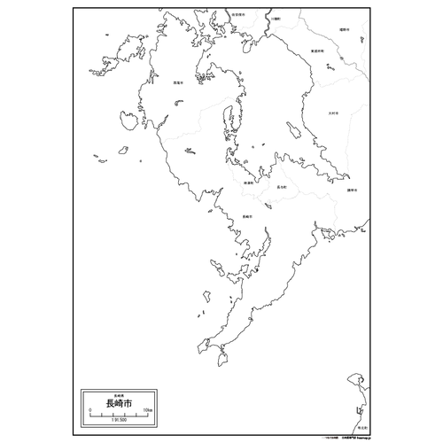 長崎市の白地図のサムネイル