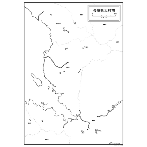 大村市の白地図のサムネイル