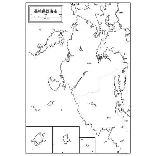 西海市の白地図のサムネイル