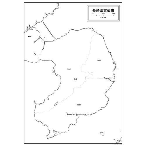 雲仙市の白地図のサムネイル