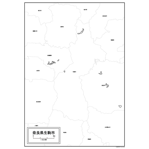 生駒市の白地図のサムネイル