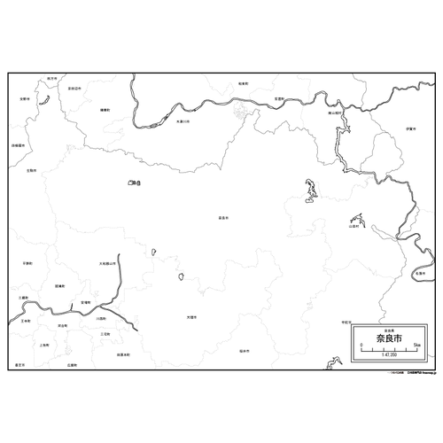 奈良市の白地図のサムネイル