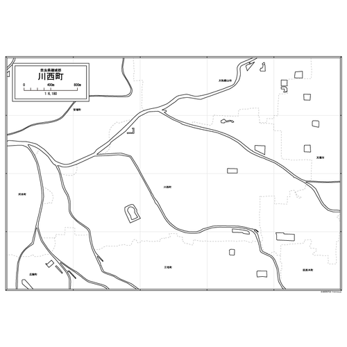 奈良県川西町の白地図のサムネイル