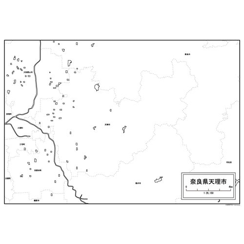天理市の白地図のサムネイル