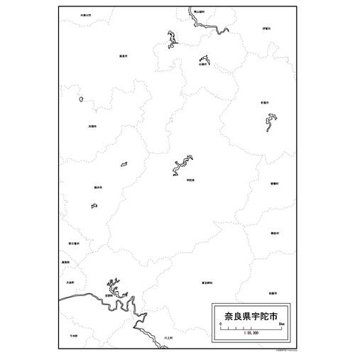 宇陀市の白地図のサムネイル
