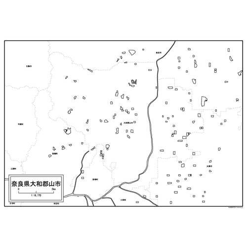 大和郡山市の白地図のサムネイル