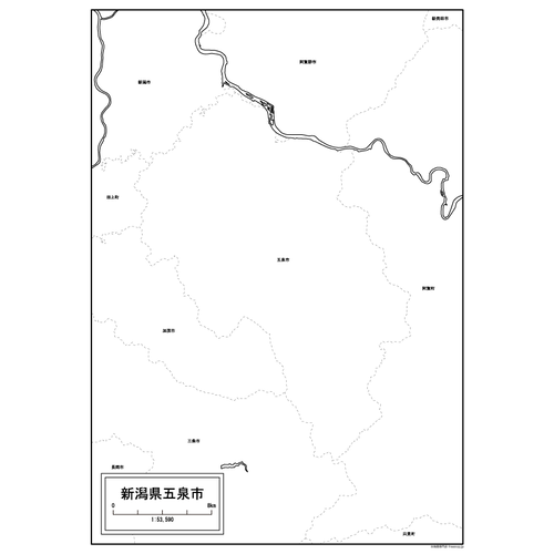 五泉市の白地図のサムネイル