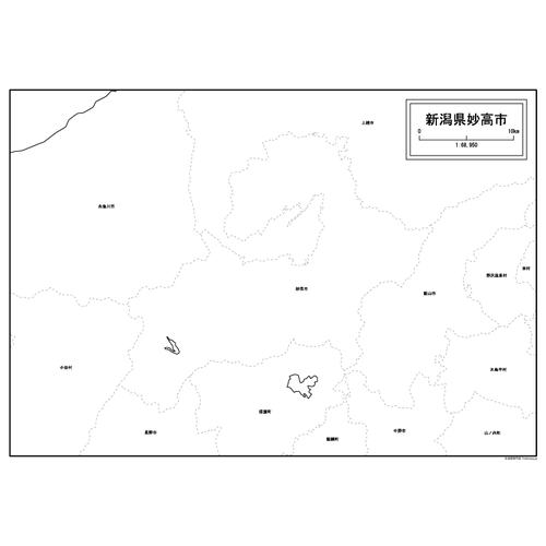 妙高市の白地図のサムネイル