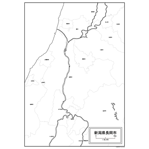 長岡市の白地図のサムネイル