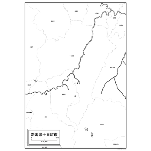 十日町市の白地図のサムネイル