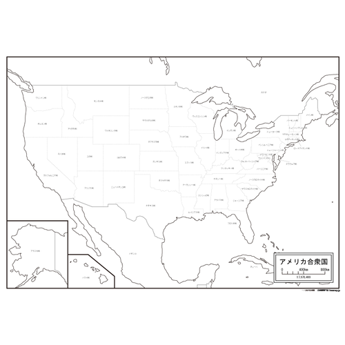 アメリカ合衆国の白地図のサムネイル