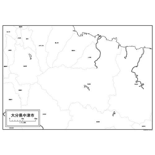 中津市の白地図のサムネイル