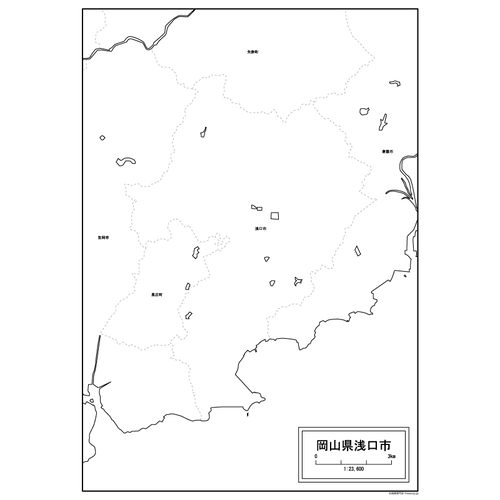 浅口市の白地図のサムネイル