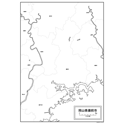 備前市の白地図のサムネイル