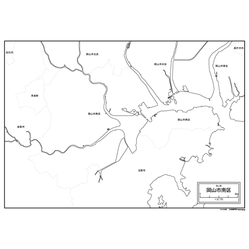 岡山市南区の白地図のサムネイル