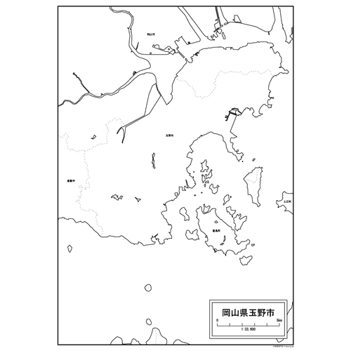 玉野市の白地図のサムネイル