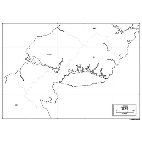 東村の白地図のサムネイル