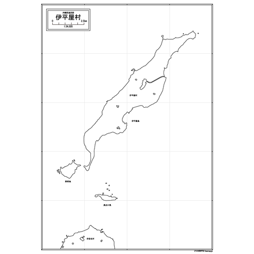 伊平屋村の白地図のサムネイル