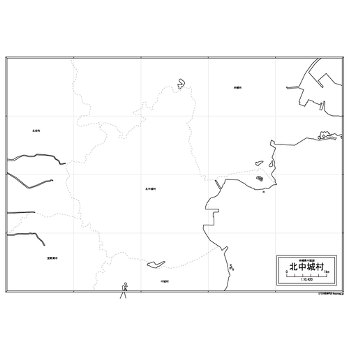 北中城村の白地図のサムネイル
