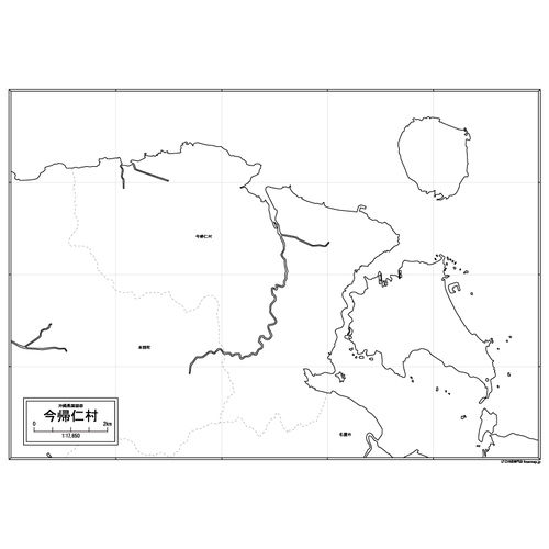 今帰仁村の白地図のサムネイル