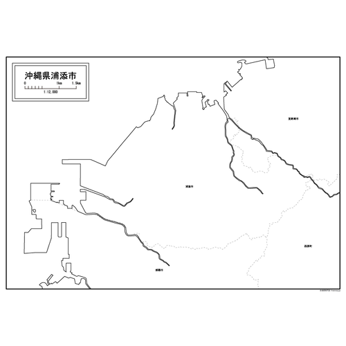 浦添市の白地図のサムネイル
